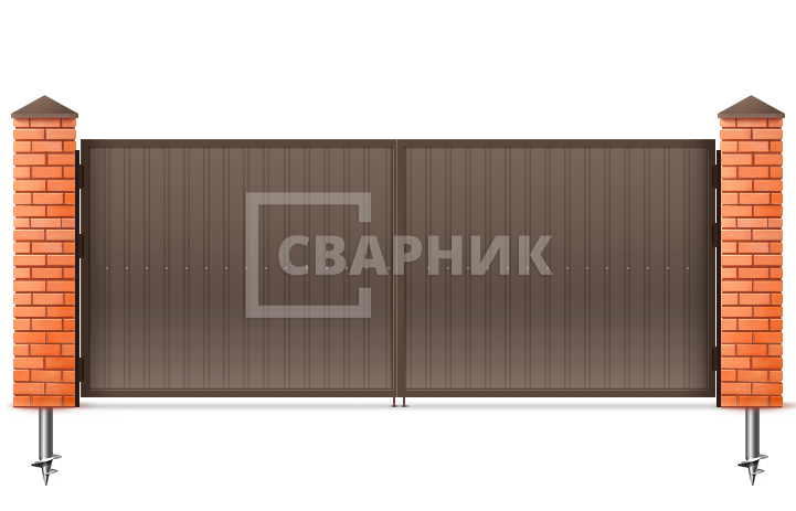 Ворота для частного из профнастила 3000×2500 СВВ-6511 — фото 1