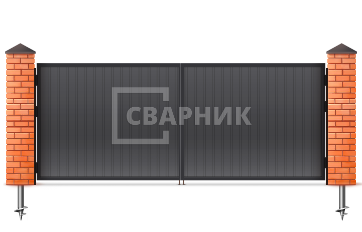 Ворота распашные утепленные из сэндвич панелей 2750×2250 СВВ-6591 — фото 1