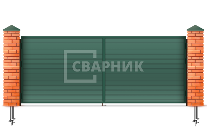 Ворота для ангара распашные 2500×1750 СВВ-6422 — фото 1