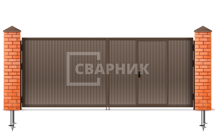 Ворота распашные из профильной трубы 2500×2500 СВВ-6871 — фото 1