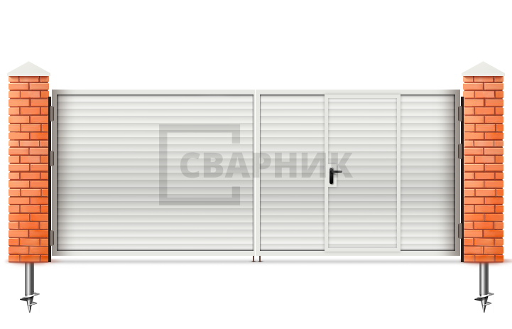Распашные ворота с калиткой Дорхан 1500×2000 СВВ-5413 — фото 1