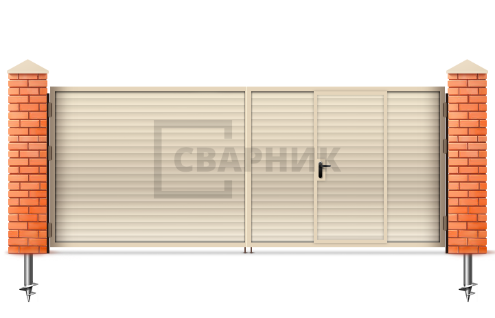 Распашные ворота на винтовых сваях 2500×3000 СВВ-5992 — фото 1