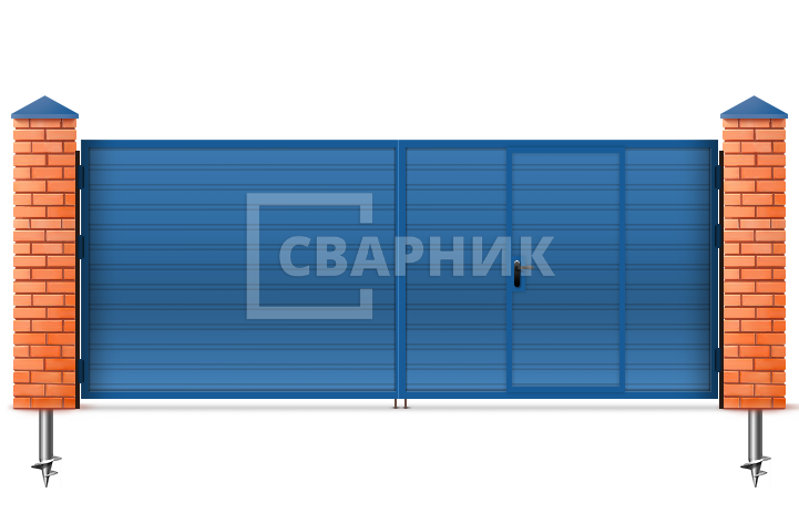Распашные алюминиевые ворот Алютех 1500×3000 СВВ-5528 — фото 1