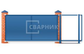 Ворота откатные 7 м со штакетником и системой обслуживания 7000×1800 СВВ-5018