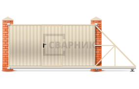 Раздвижные ворота из металлопрофиля 2250×2550 СВВ-4517