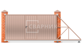 Ворота современные откатные под ключ с профилем для загородного ограждения 2200×3200 СВВ-3745