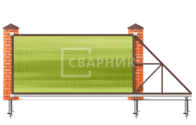 Откатные готовые ворота 7 м с фундаментом профлистый 7000×2400 СВВ-5002