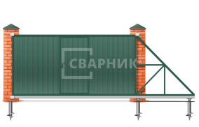 Раздвижные ворота из профнастила 2200×3500 СВВ-4553