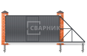 Откатные ворота 5.5 метров с калиткой 5500×3000 СВВ-4879