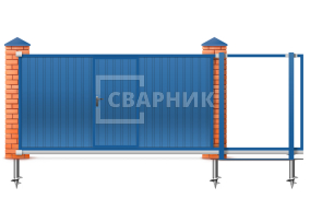 Откатные ворота 5.5 м с обшивкой и приводом автоматика 5500×2700 СВВ-4885