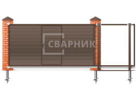 Откатные ворота 8 метров с калиткой 8000×2900 СВВ-5115
