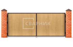 Распашные ворота из дерева 2500×3000 СВВ-6638