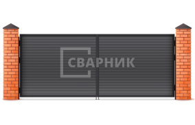 Распашные секционные ворота с приводом и шлагбаумом 2750×2750 СВВ-8999