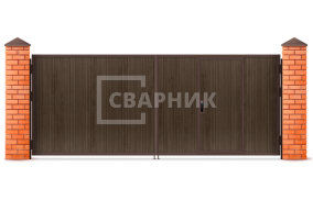 Ворота деревянные распашные с калиткой 2000×2000 СВВ-6653