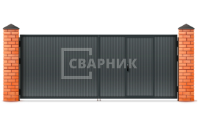 Ворота на дачу распашные с калиткой 2500×2500 СВВ-5667