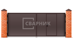 Ворота распашные двустворчатые автоматика для обслуживания помещений 3000×3000 СВВ-5877