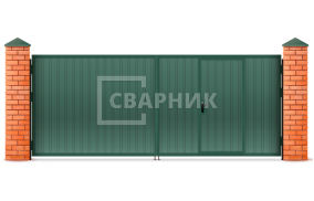 Ворота металлические распашные с калиткой под заказ 2000×1750 СВВ-5689