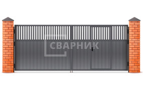 Ворота на дачу распашные с калиткой 2500×2750 СВВ-5688