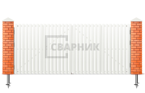 Ворота из евроштакетника распашные 1500×2750 СВВ-6794