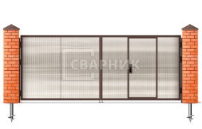 Ворота уличные распашные с калиткой 2000×2500 СВВ-5703