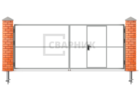 Ворота распашные каркас со столбами 2250×2000 СВВ-6058
