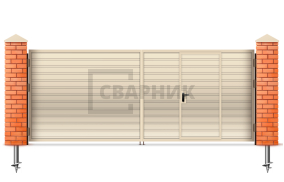Ворота распашные металлические с калиткой 2750×2500 СВВ-5676