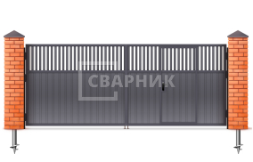 Ворота дачные распашные с калиткой 2750×1750 СВВ-6289