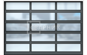 Стеклянные секционные ворота 3000×2250 СВВ-7857